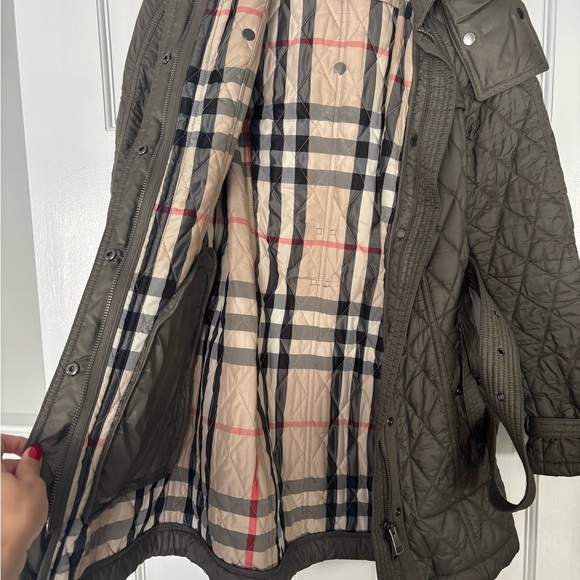 Burberry Olive Quilted Trench Coat - Picture 2 of 12
